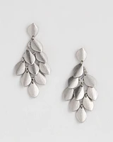 Satin Silver-Tone Chandelier Earrings