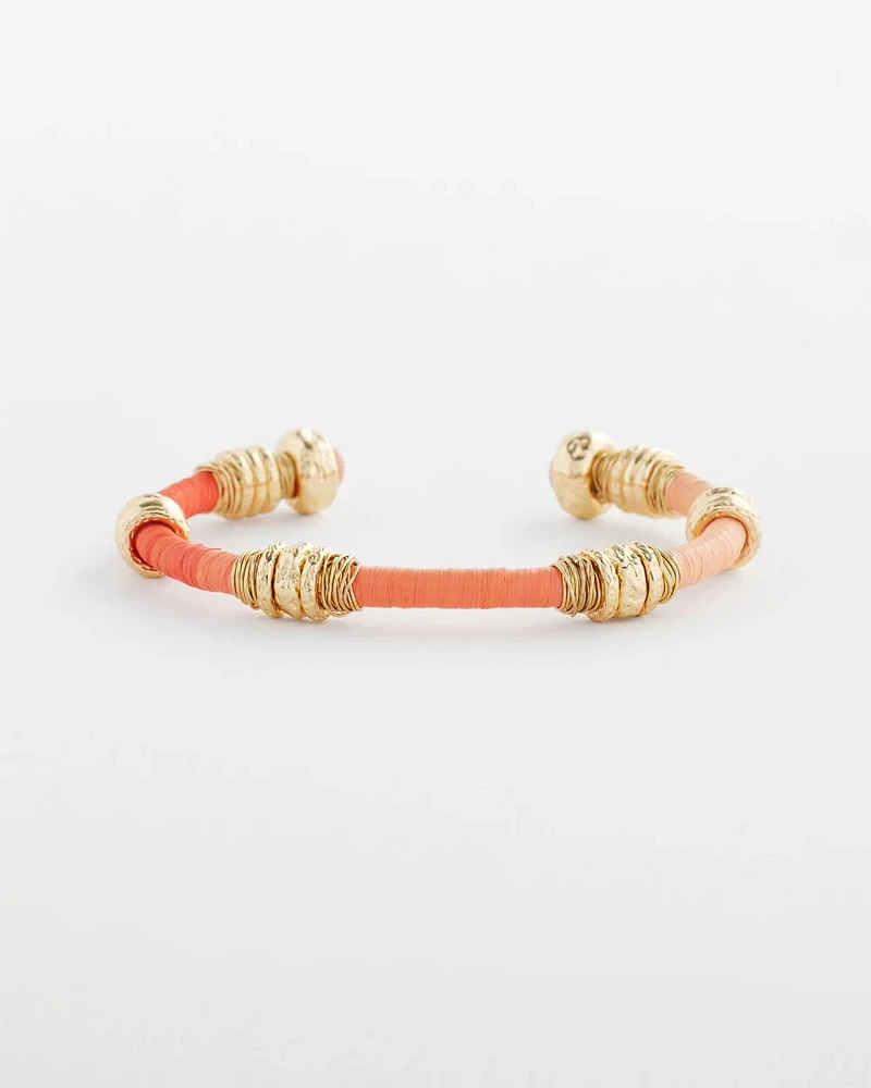 Aventurine Stone Raffia-Wrapped Cuff