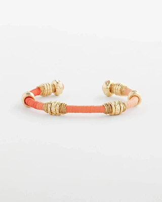 Aventurine Stone Raffia-Wrapped Cuff