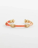 Aventurine Stone Raffia-Wrapped Cuff