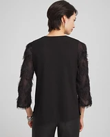Fringe Sleeve Ponte Top