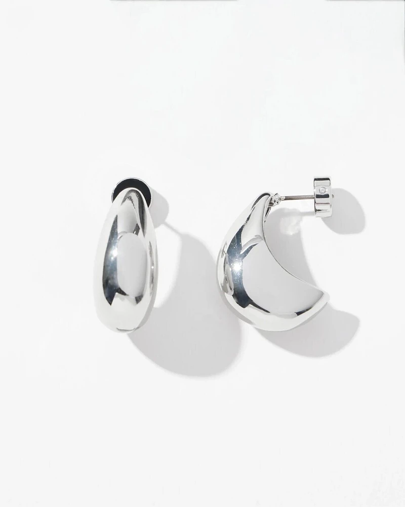 Silver Tone Huggie Hoops