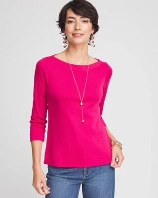 3/4 Sleeve Bateau Neck Tee