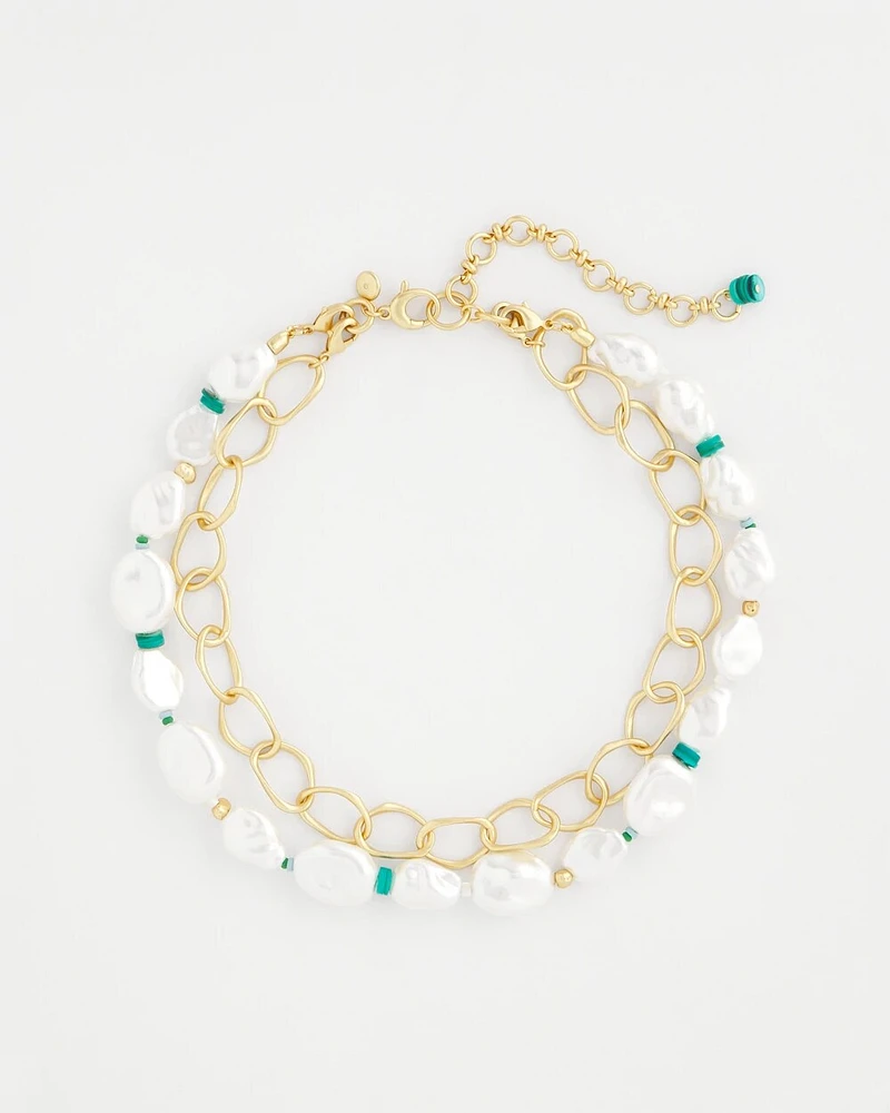 Pearlescent Goldtone Collar Necklace