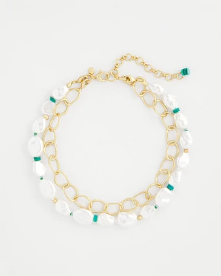 Pearlescent Goldtone Collar Necklace