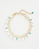 Pearlescent Goldtone Collar Necklace