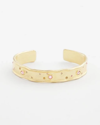Pink Scattered Stone Flexible Cuff Bracelet