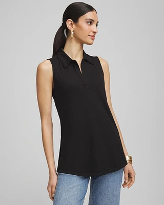 Slub Sleeveless Collared Tunic