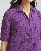 Palm-Frond Crochet-Lace Shacket