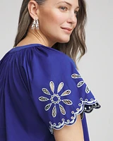 Embroidered Poplin Popover Dress