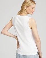 Sleeveless V-Neck Button Tank