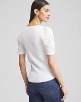 Pointelle Sleeve Pullover