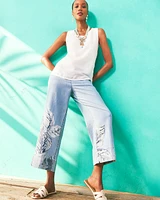 Lightweight Drawstring Cropped Denim