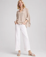 No Stain Pull-On Wide Leg Cropped Jeans
