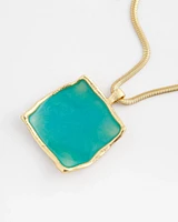 Gold-Tone Square Pendant Necklace
