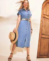 Denim Belted Midi Shirtdress