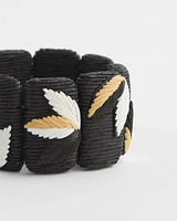 Embroidered Raffia Stretch Bracelet