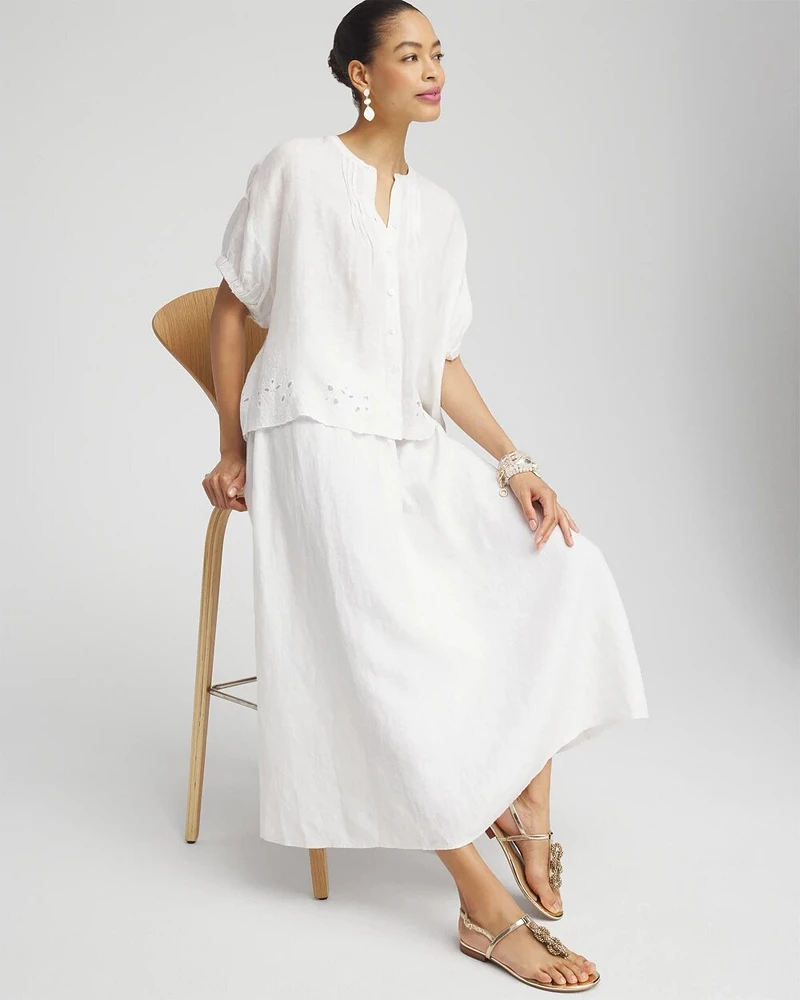 Linen A-line Midi Skirt