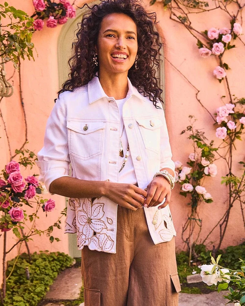 Floral Cutout Denim Jacket