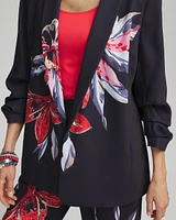 Floral Ruched Sleeve Soft Jacket
