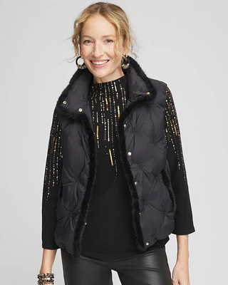 Nylon Fur Trim Puffer Vest