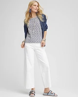 Tile Print Slub Scoop-Neck Tee