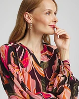 Pintuck Sleeve Orchid Print Blouse