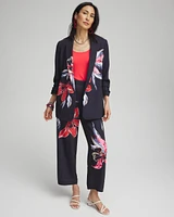 Floral Ruched Sleeve Soft Jacket