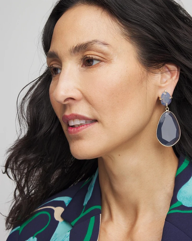 Blue Gem Teardrop Earrings