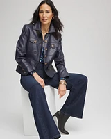 Crinkle Faux Leather Peplum Jacket