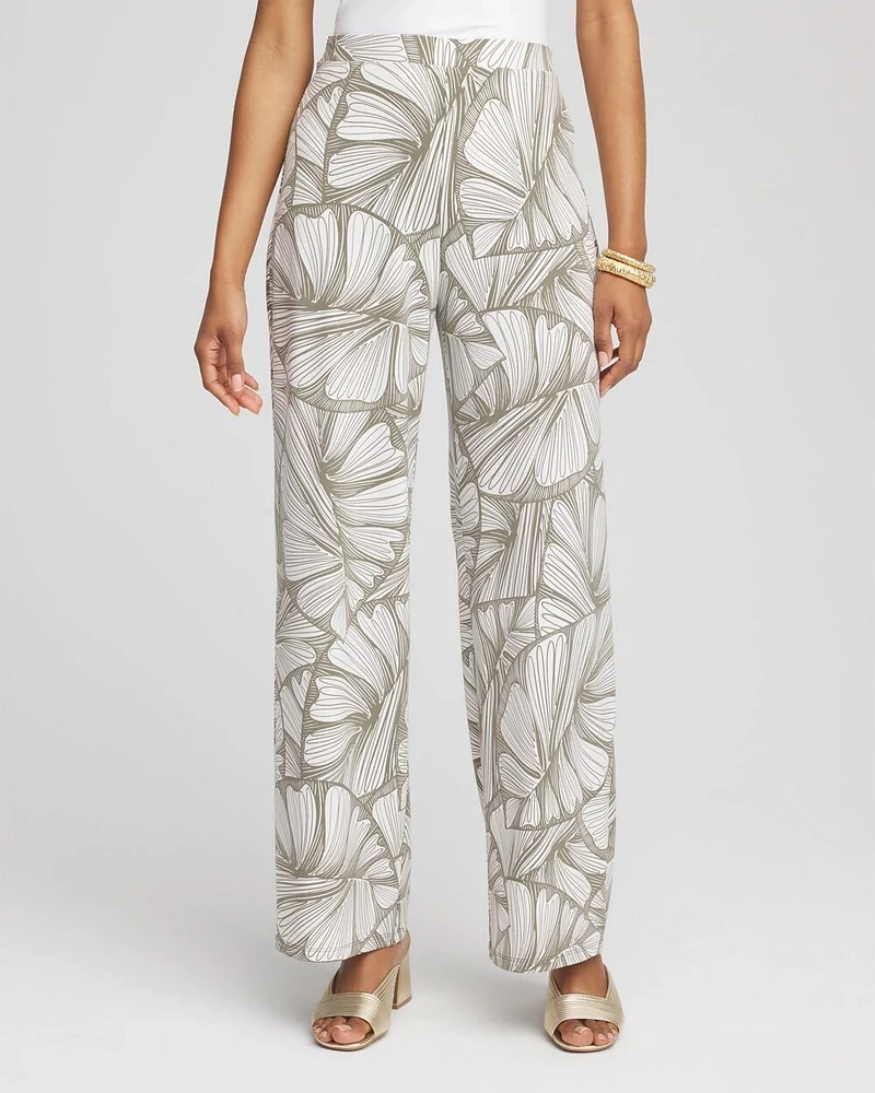 Travelers™ abstract leaf print Knit Wide-Leg Pants