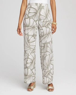 Travelers™ abstract leaf print Knit Wide-Leg Pants