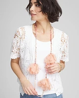 Pink Floral Aventurine Long Single Necklace