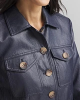 Crinkle Faux Leather Peplum Jacket