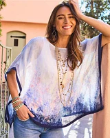 Linen Watercolor Boatneck Poncho