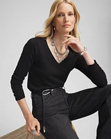 Button Detail V-neck Pullover Sweater