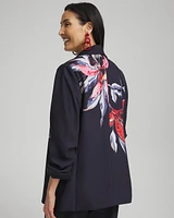 Floral Ruched Sleeve Soft Jacket