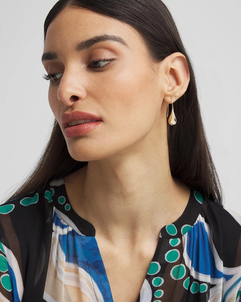 No Droop™ Gold Tone Teardrop Threader Earrings