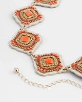 Gold-Tone Red Medallion Chain Belt