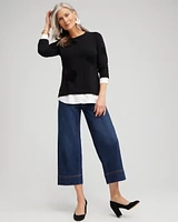Heart Print Built-in Shirt Sweater