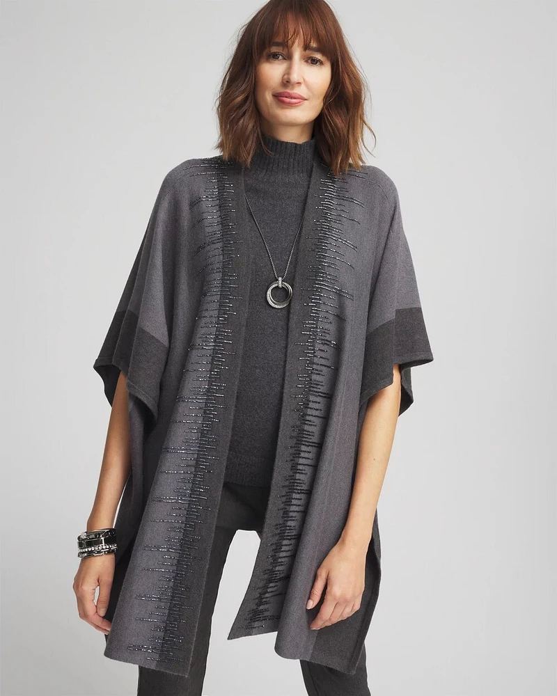 Embellished Colorblock Ruana