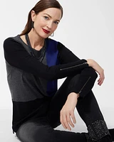 Colorblock Zipper Detail Sweater Tunic