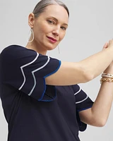 Embroidered Scallop Sleeve Top