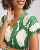 Printed Silk-Twill Popover Midi Dress