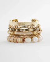 Neutral Raffia & Pearl Wrapped Cuff
