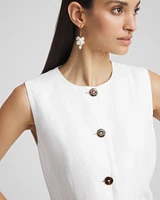 Linen Button-Front Shirt Vest