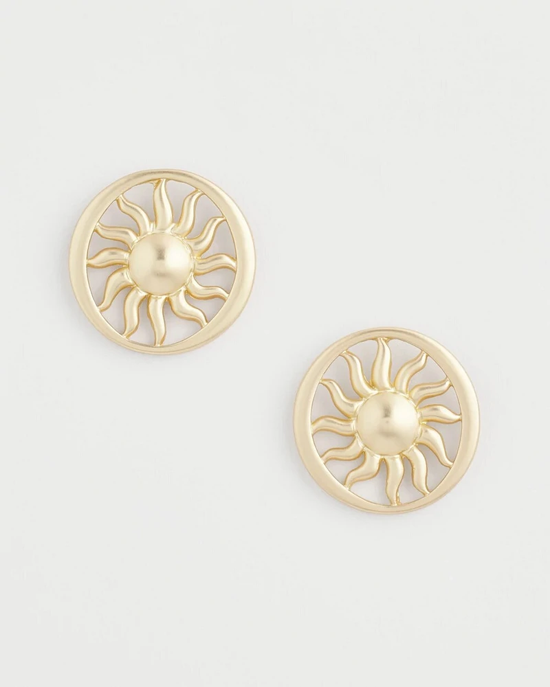 Golden Sun Medallion Earrings