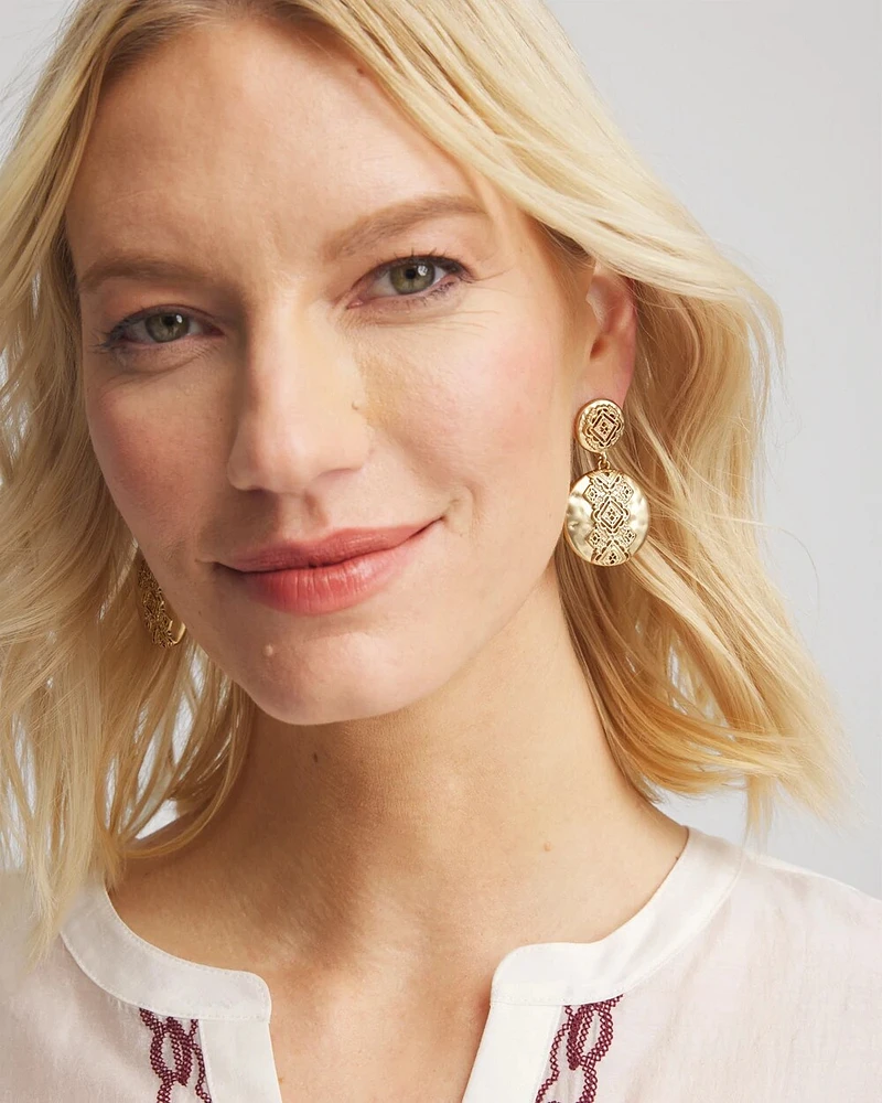 No Droop® Gold-Tone Medallion Earrings