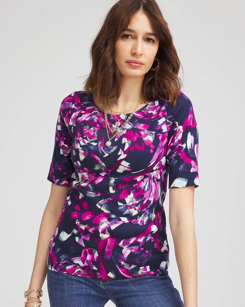 Abstract Pima Bateau-Neck Tee