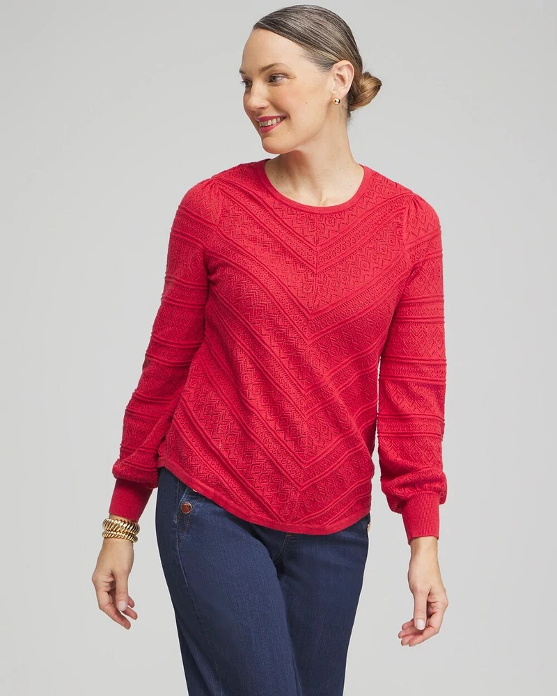 Pointelle Cashmere Blend Pullover